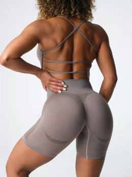 Cocoa Bliss Seamless Scrunch Shorts | Spring Chick